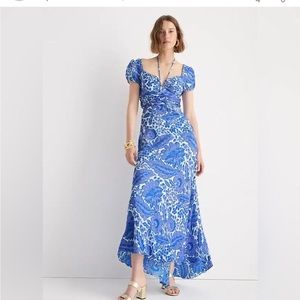 JCrew Collection tie-neck cap-sleeve maxi dress in tidewater floral. NWOT!!!
